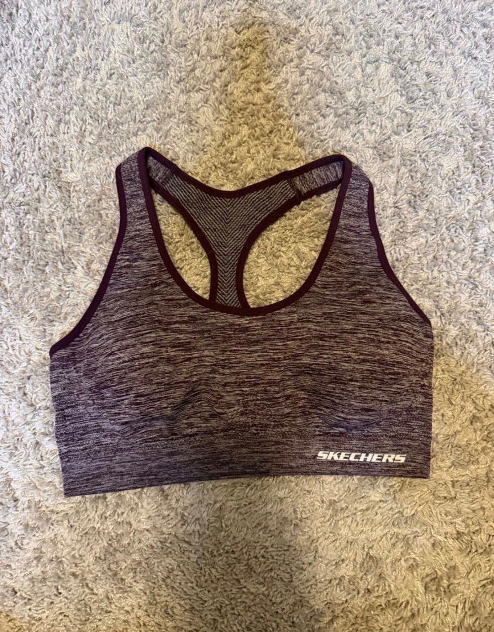 Skechers Heathered Seamless Racerback Sports Bra L
